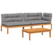 3-delige Loungeset pallet met kussens massief acaciahout