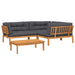4-delige Loungeset pallet met kussens massief acaciahout