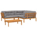 4-delige Loungeset pallet met kussens massief acaciahout