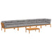 5-delige Loungeset pallet met kussens massief acaciahout