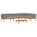 5-delige Loungeset pallet met kussens massief acaciahout