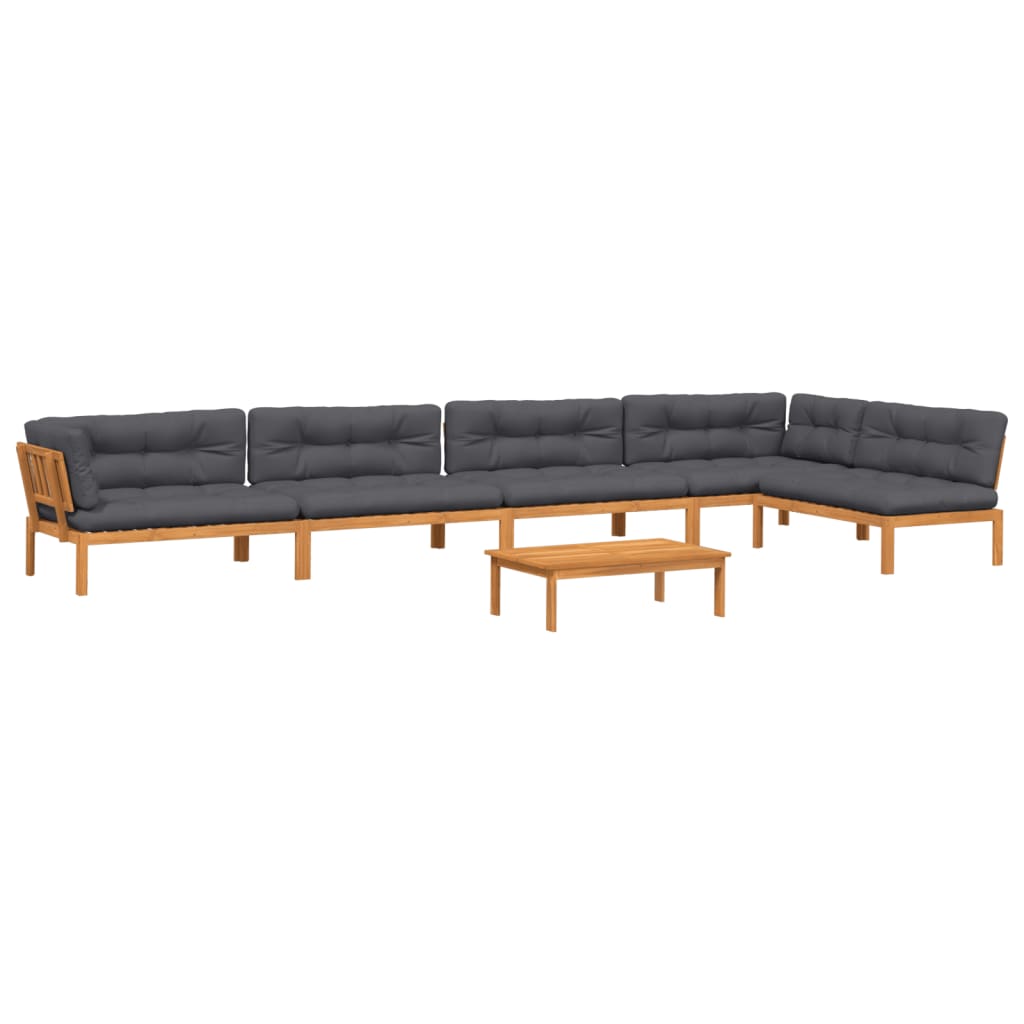 6-delige Loungeset pallet met kussens massief acaciahout