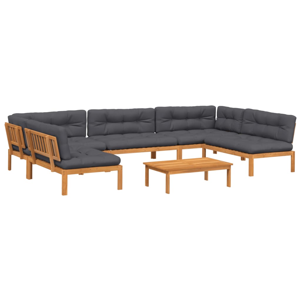 6-delige Loungeset pallet met kussens massief acaciahout