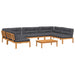 6-delige Loungeset pallet met kussens massief acaciahout