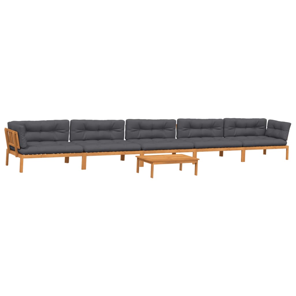 6-delige Loungeset pallet met kussens massief acaciahout