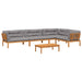 5-delige Loungeset pallet met kussens massief acaciahout