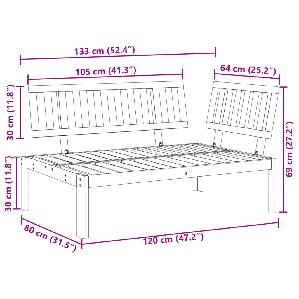 Tuinhoekbank pallet massief acaciahout