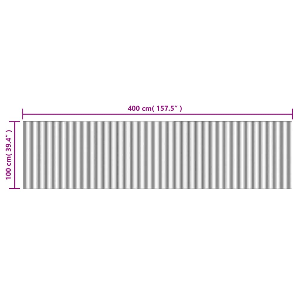Vloerkleed rechthoekig 100x400 cm bamboe donkerbruin