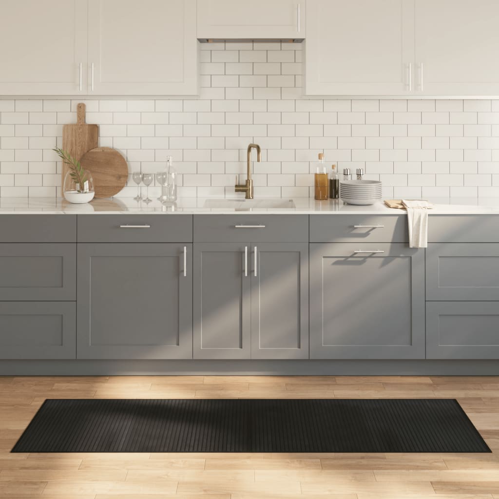 Vloerkleed rechthoekig 60x200 cm bamboe zwart