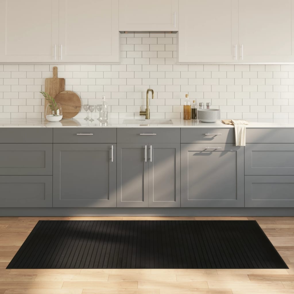 Vloerkleed rechthoekig 100x200 cm bamboe zwart