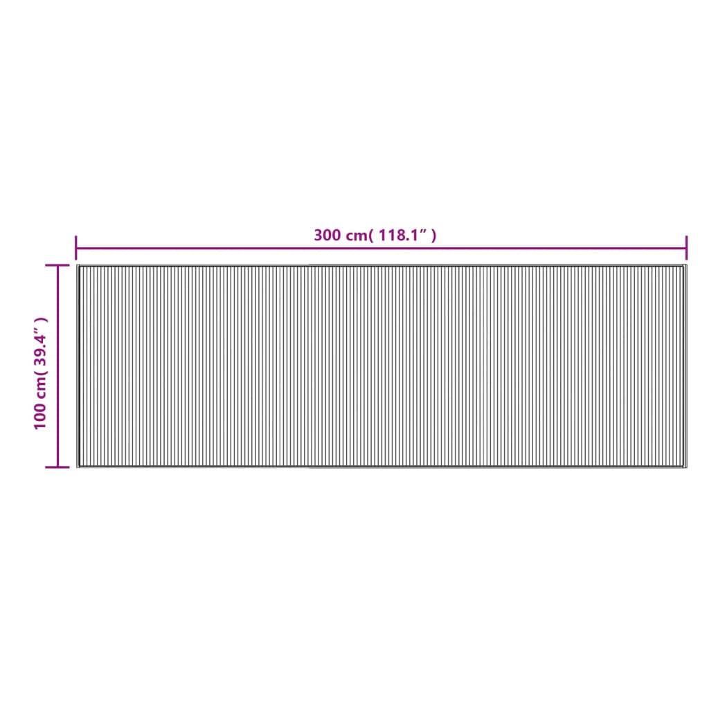 Vloerkleed rechthoekig 100x300 cm bamboe lichtnaturel