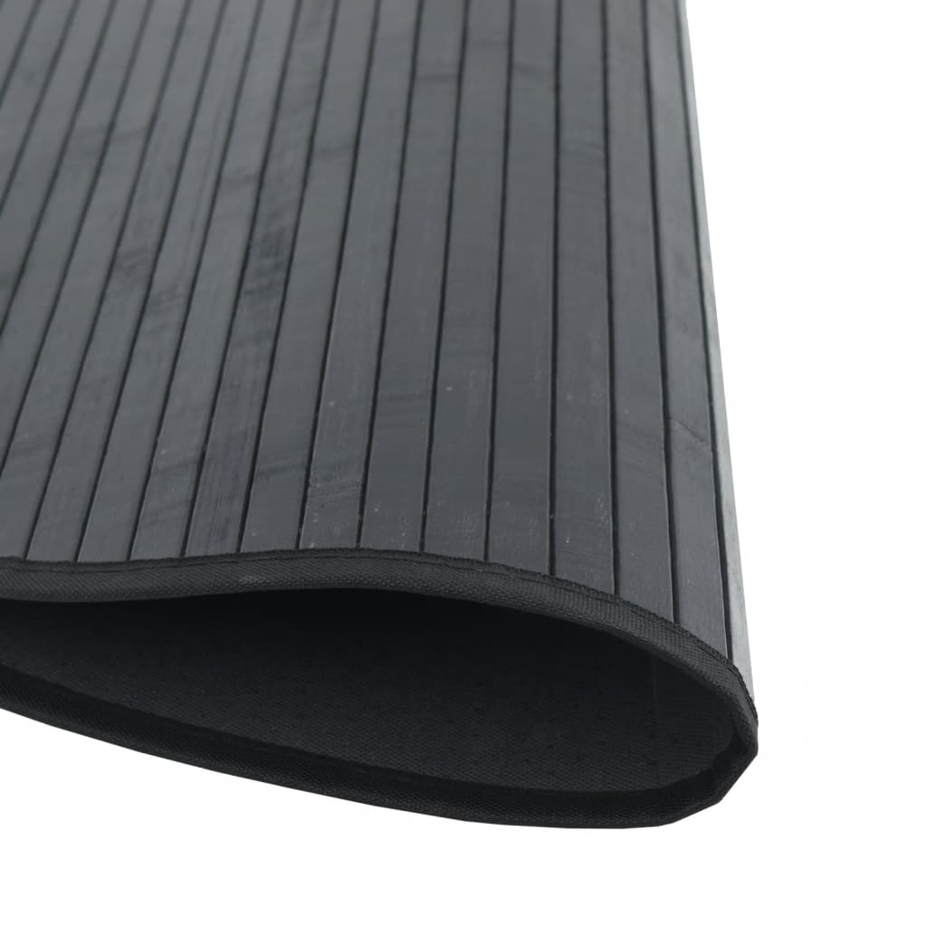 Vloerkleed rond 60 cm bamboe zwart