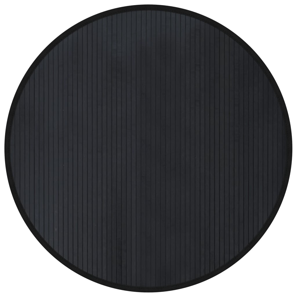 Vloerkleed rond 100 cm bamboe zwart