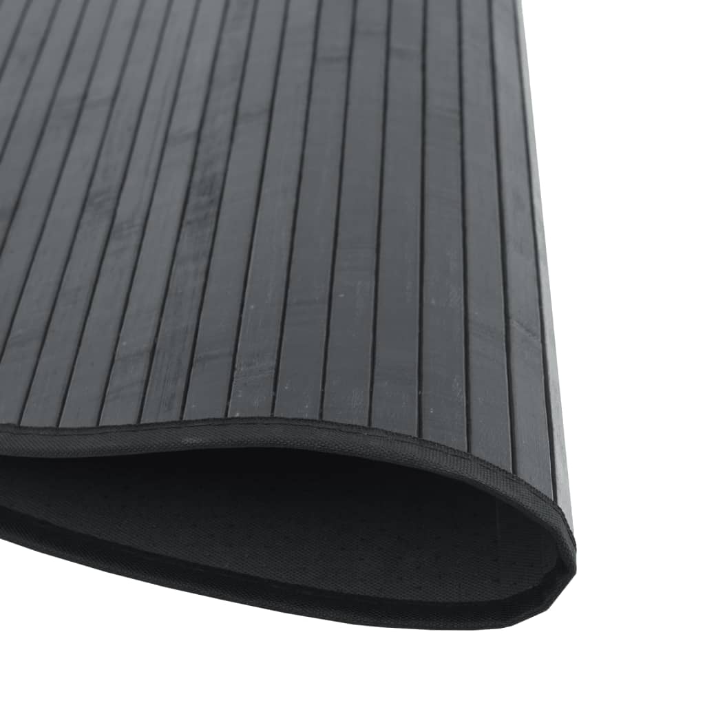 Vloerkleed rond 100 cm bamboe zwart