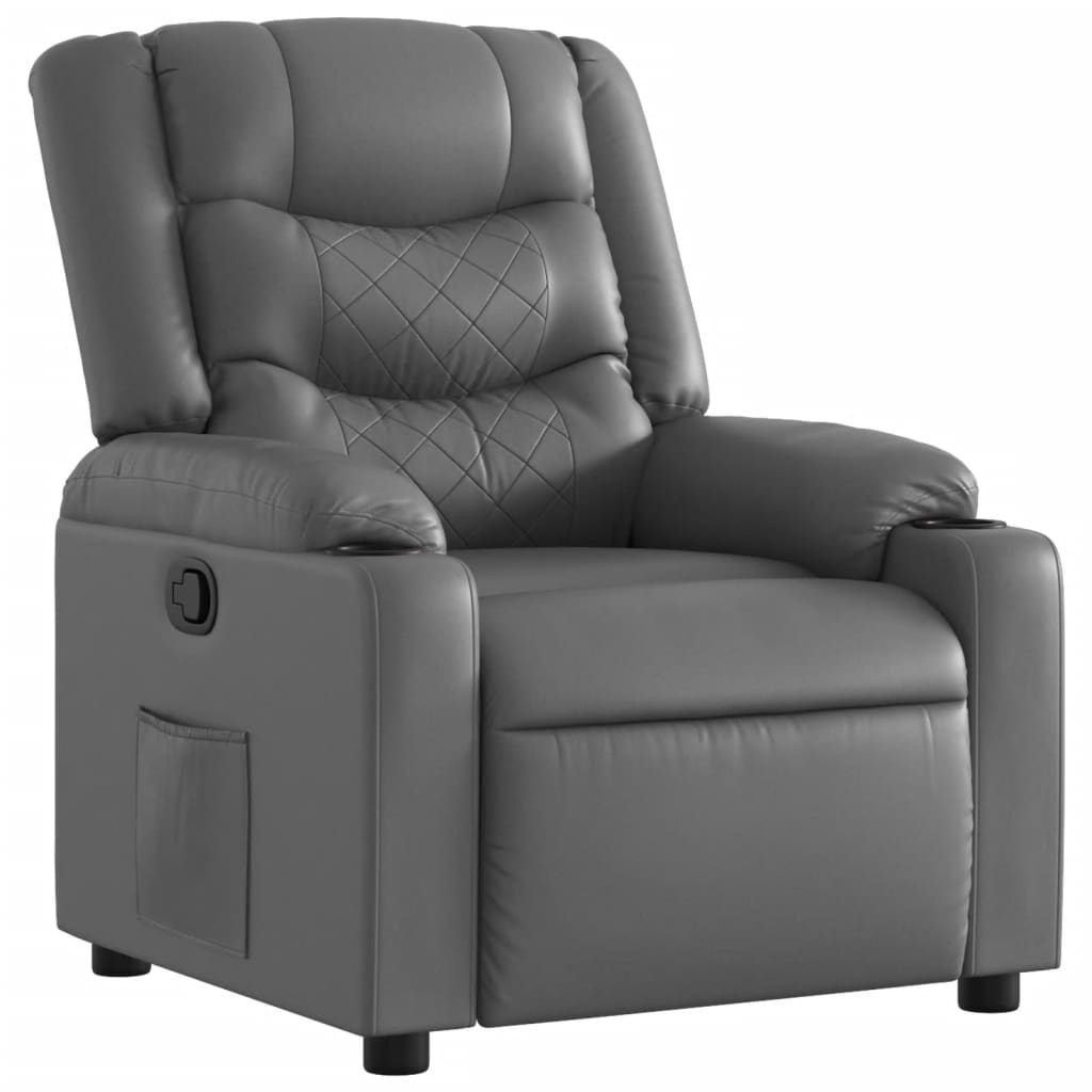 Fauteuil verstelbaar kunstleer grijs
