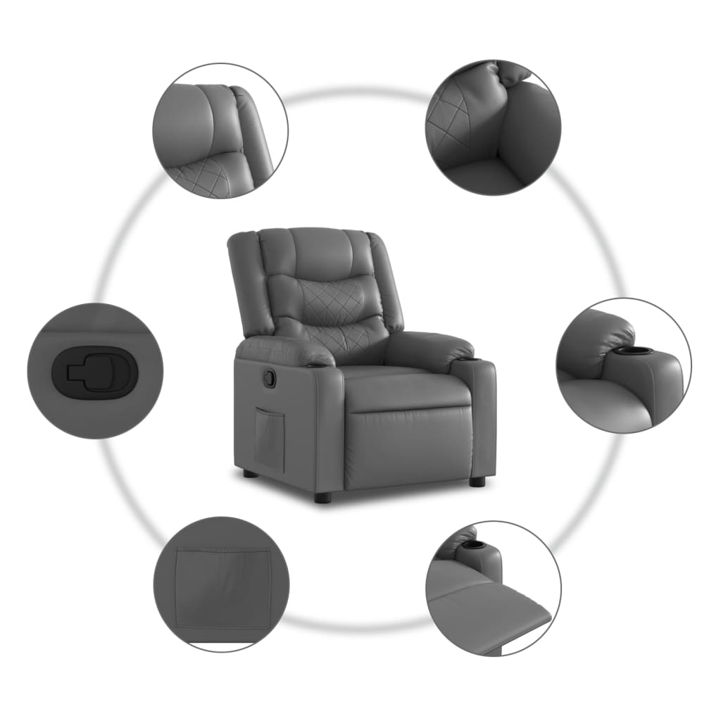 Fauteuil verstelbaar kunstleer grijs