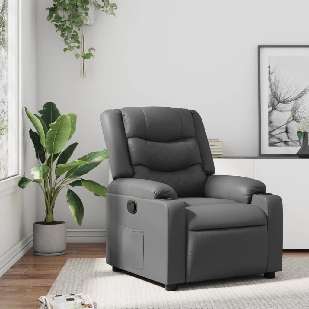 Fauteuil verstelbaar kunstleer grijs