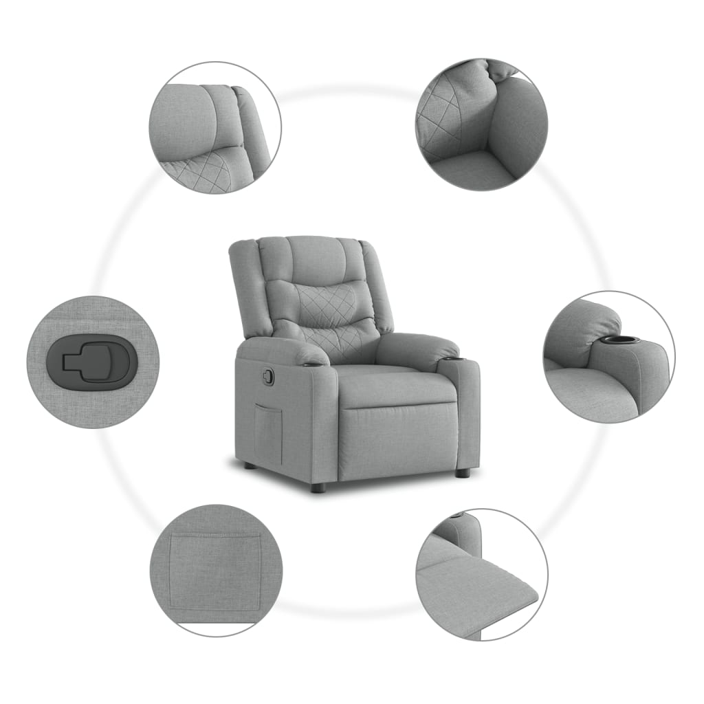 Fauteuil verstelbaar stof lichtgrijs