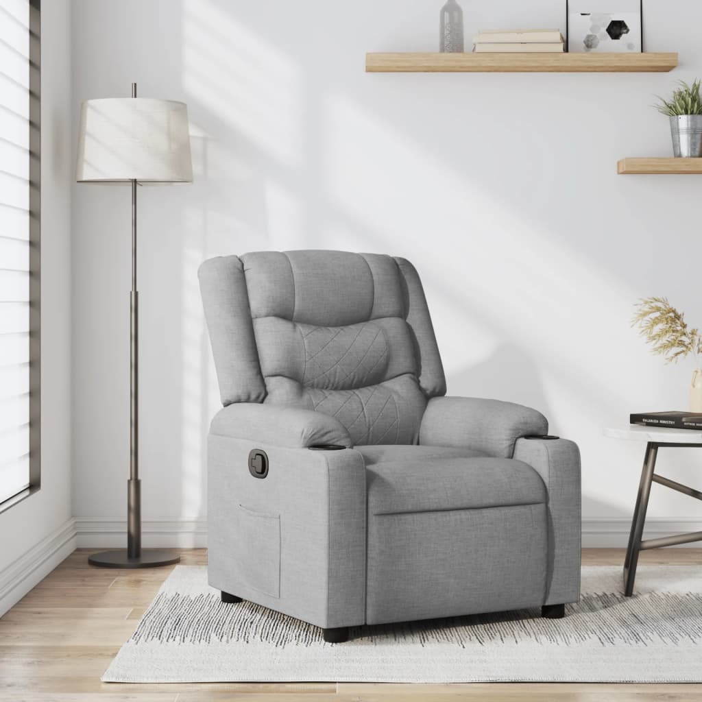 Fauteuil verstelbaar stof lichtgrijs