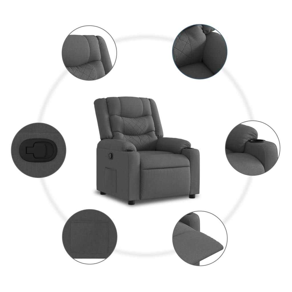 Fauteuil verstelbaar stof donkergrijs