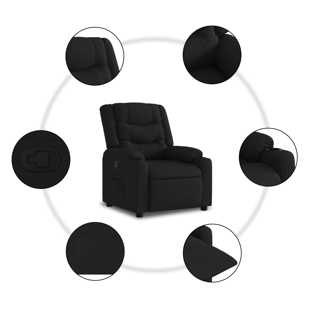 Fauteuil verstelbaar stof zwart