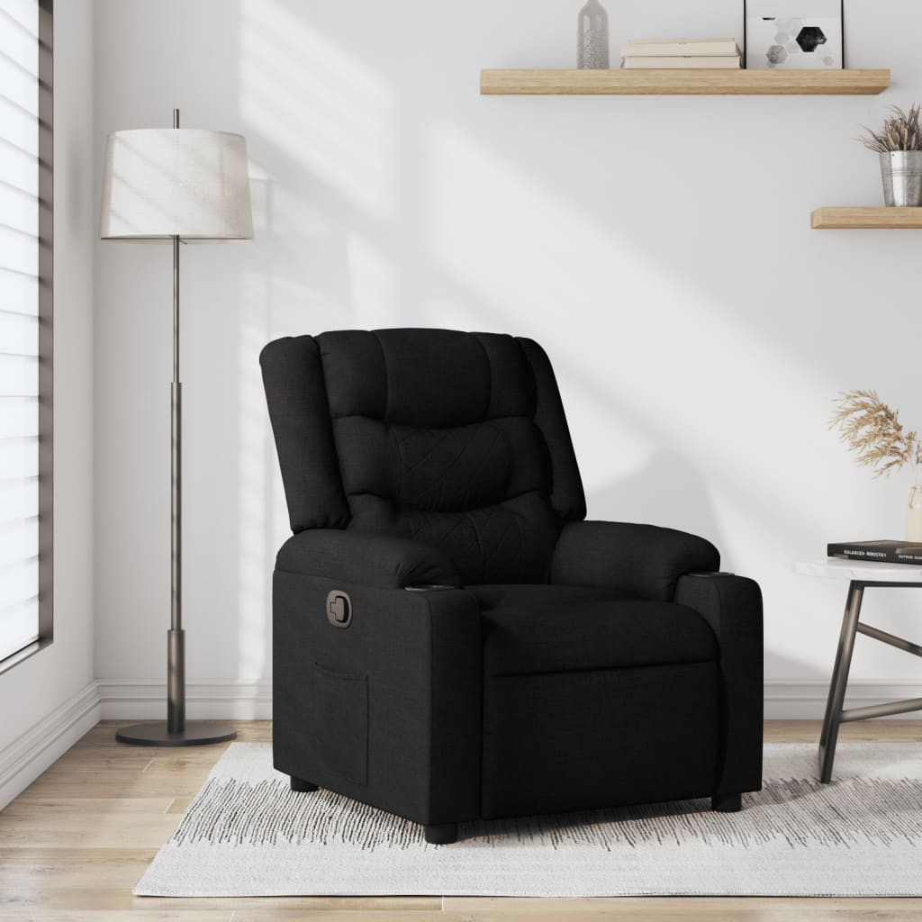 Fauteuil verstelbaar stof zwart
