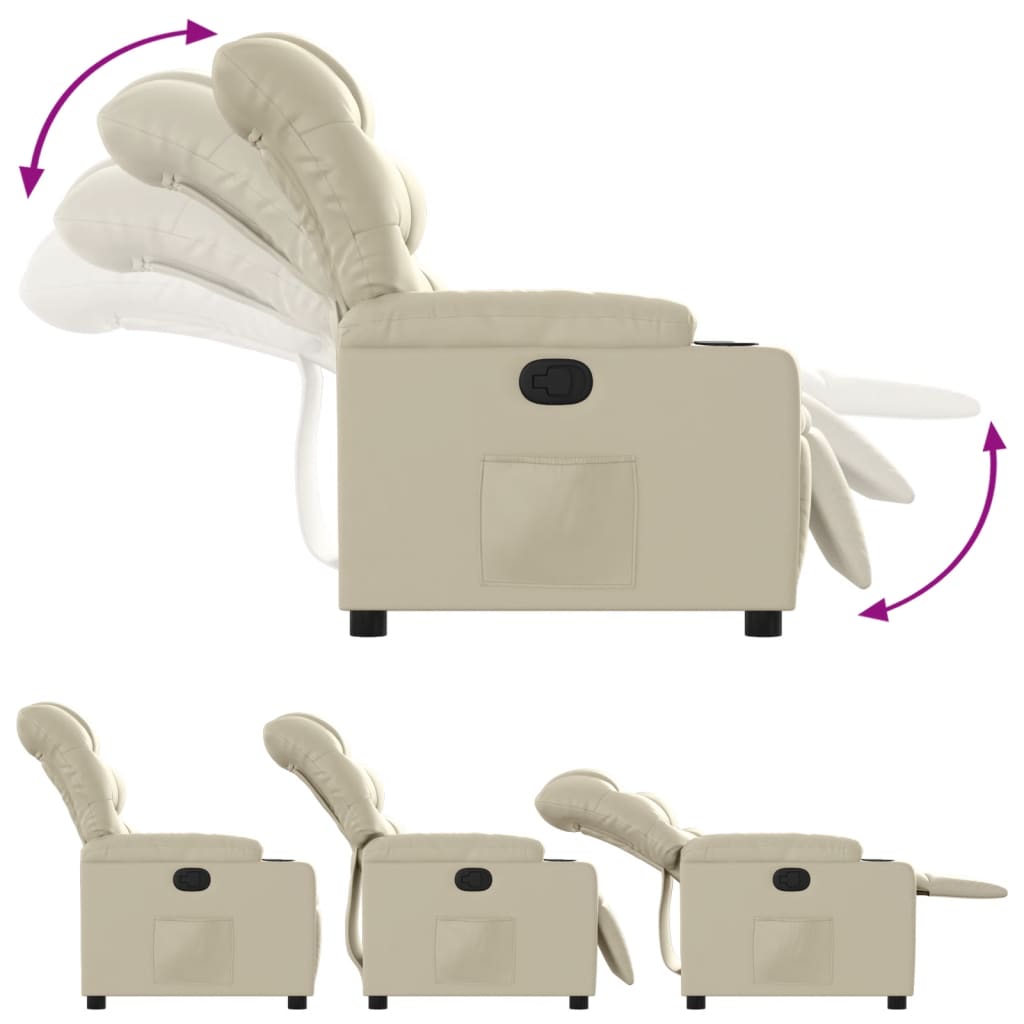 Fauteuil verstelbaar kunstleer crèmekleurig