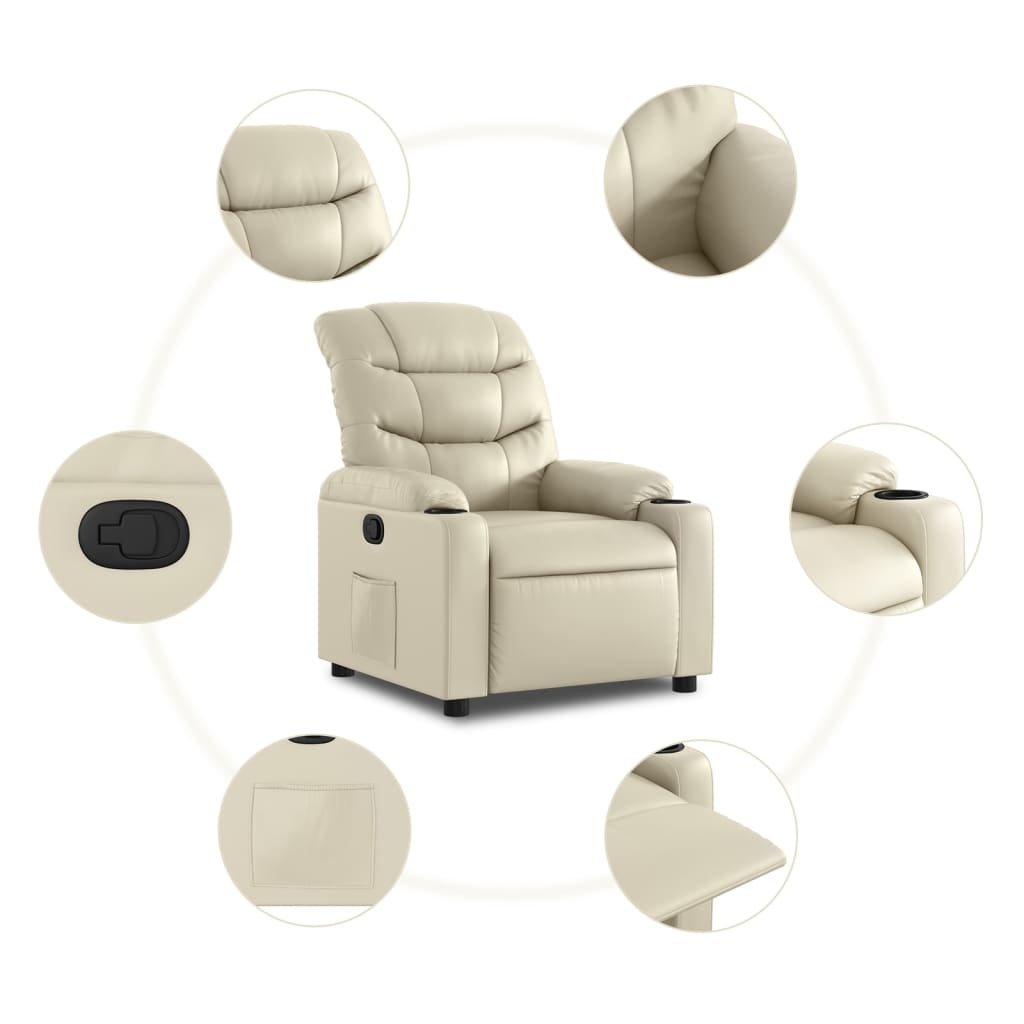 Fauteuil verstelbaar kunstleer crèmekleurig