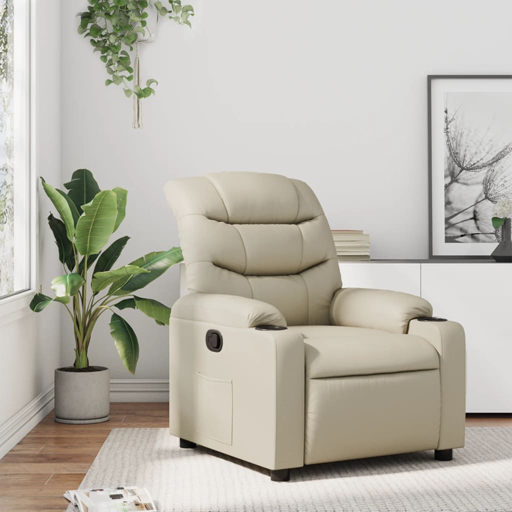 Fauteuil verstelbaar kunstleer crèmekleurig