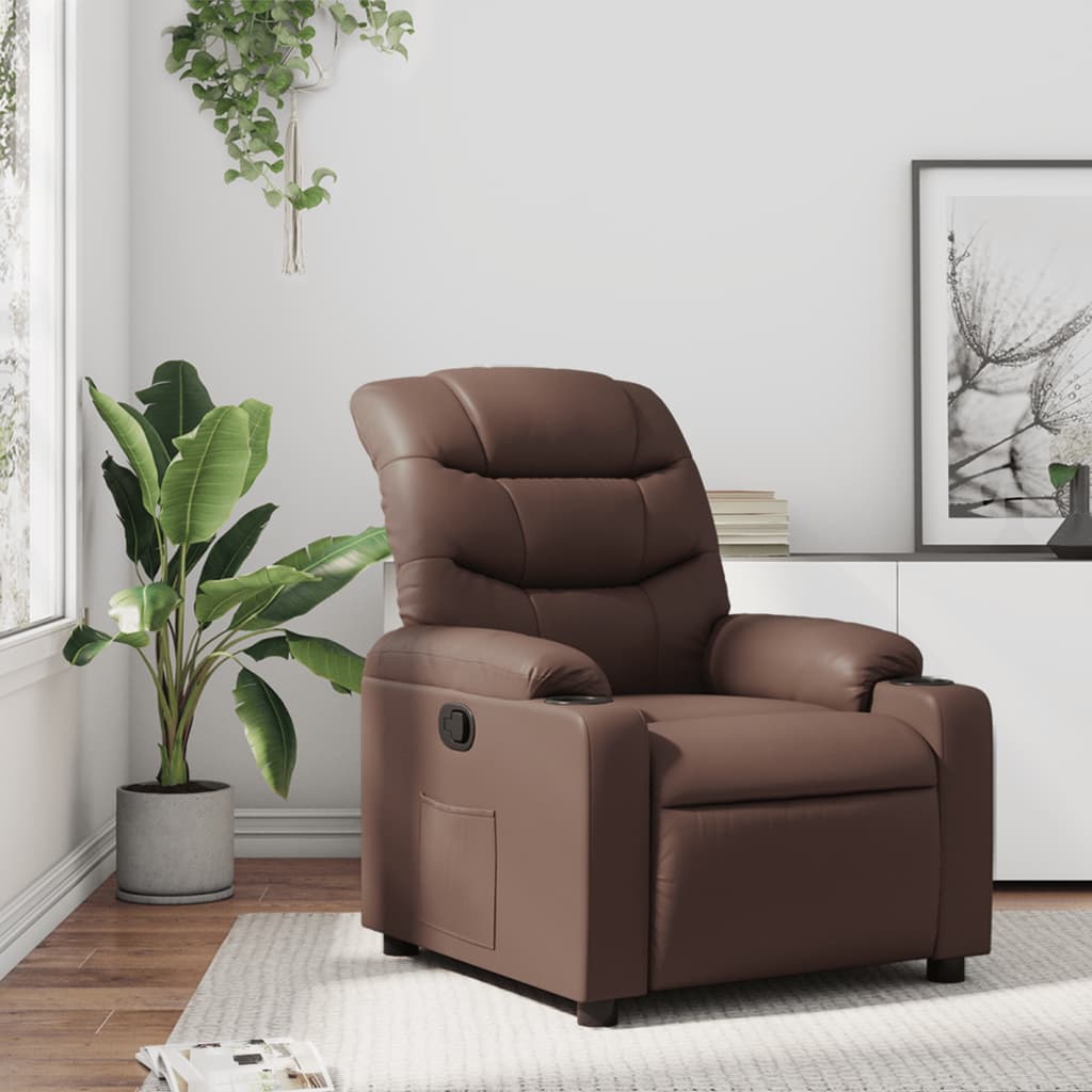 Fauteuil verstelbaar kunstleer bruin