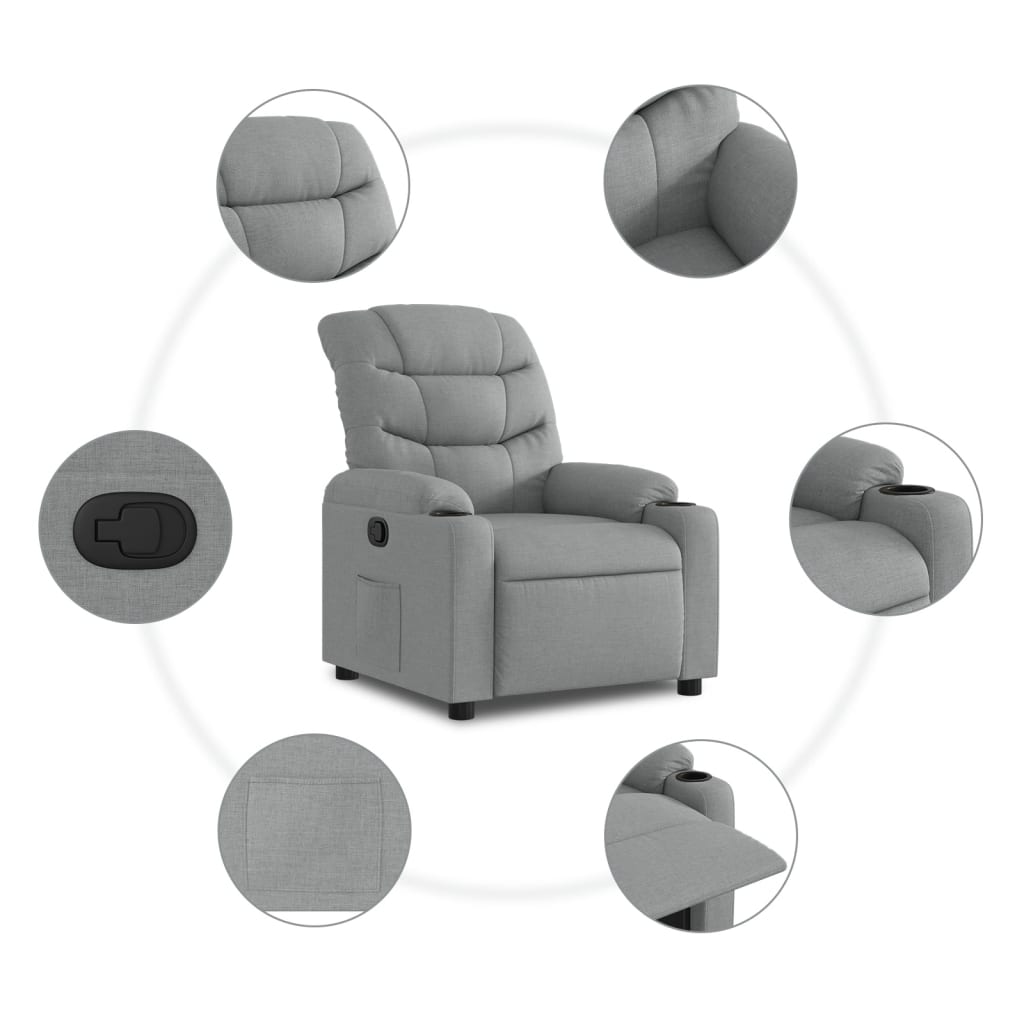 Fauteuil verstelbaar stof lichtgrijs