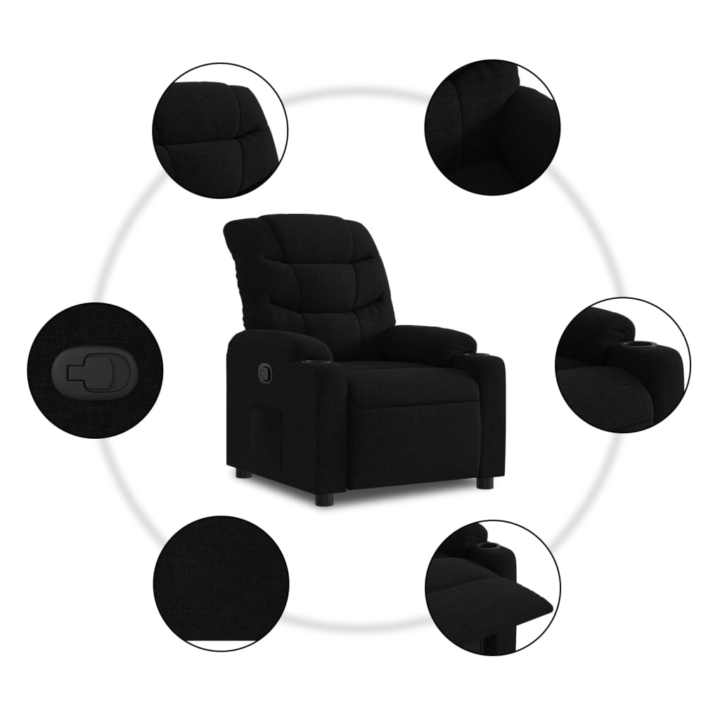 Fauteuil verstelbaar stof zwart