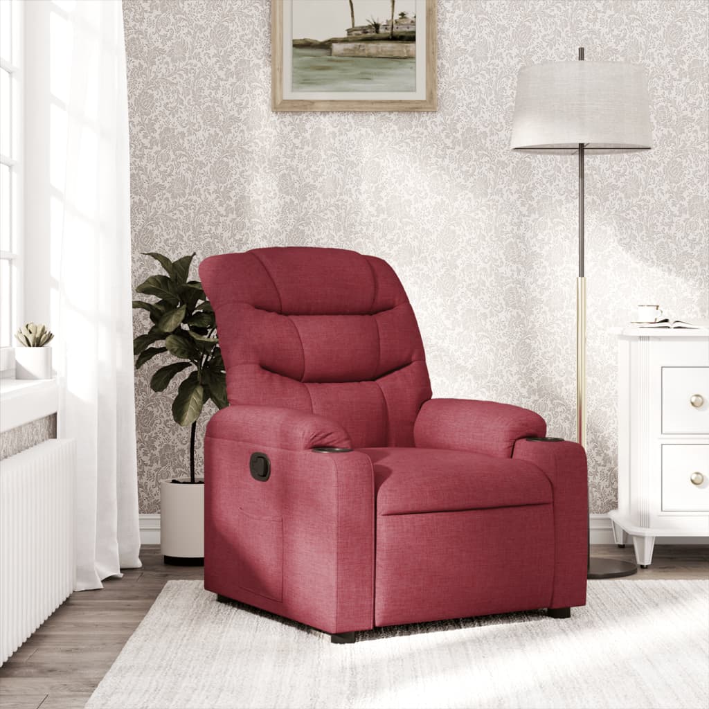 Fauteuil verstelbaar stof wijnrood