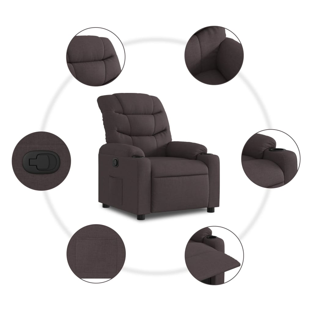 Fauteuil verstelbaar stof donkerbruin