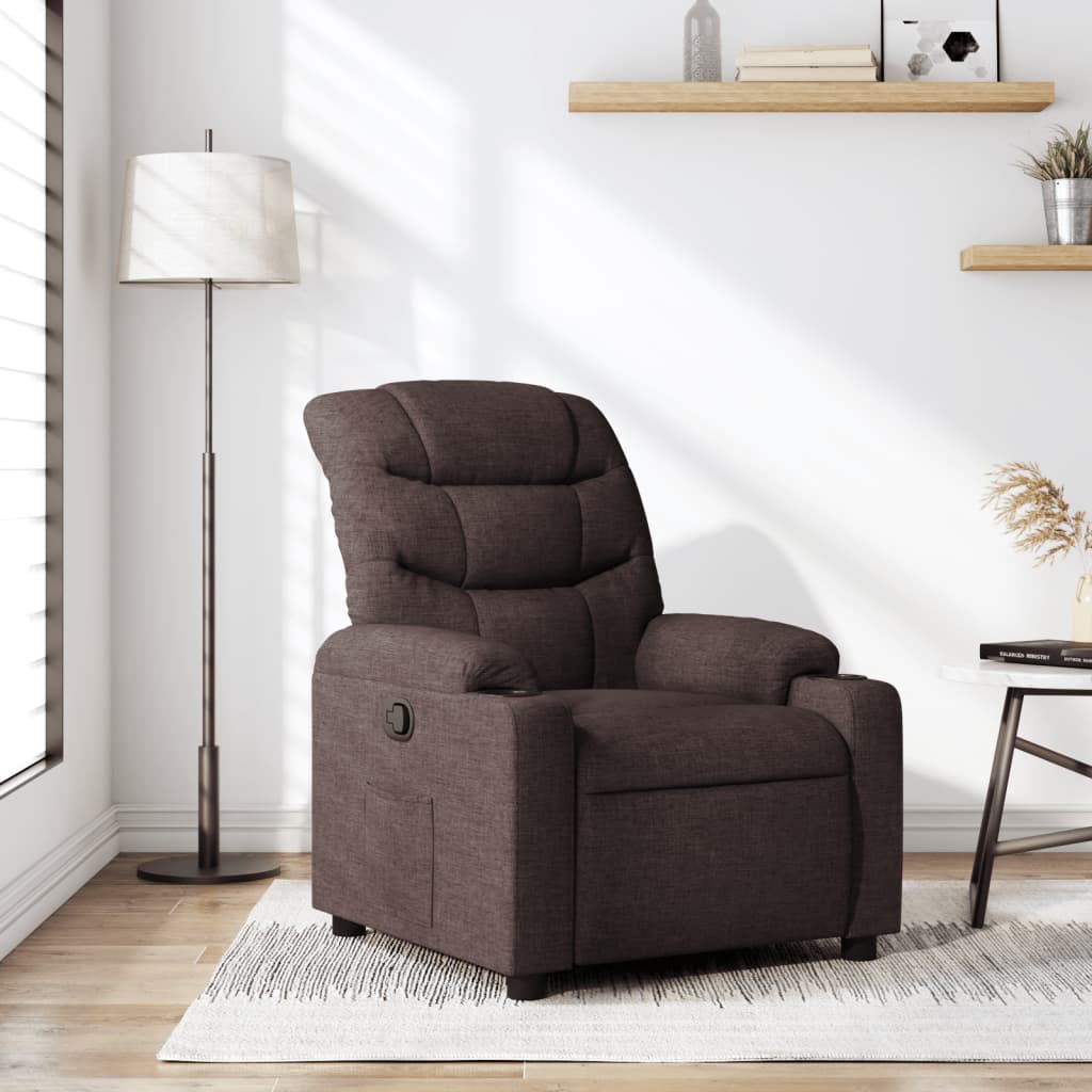 Fauteuil verstelbaar stof donkerbruin
