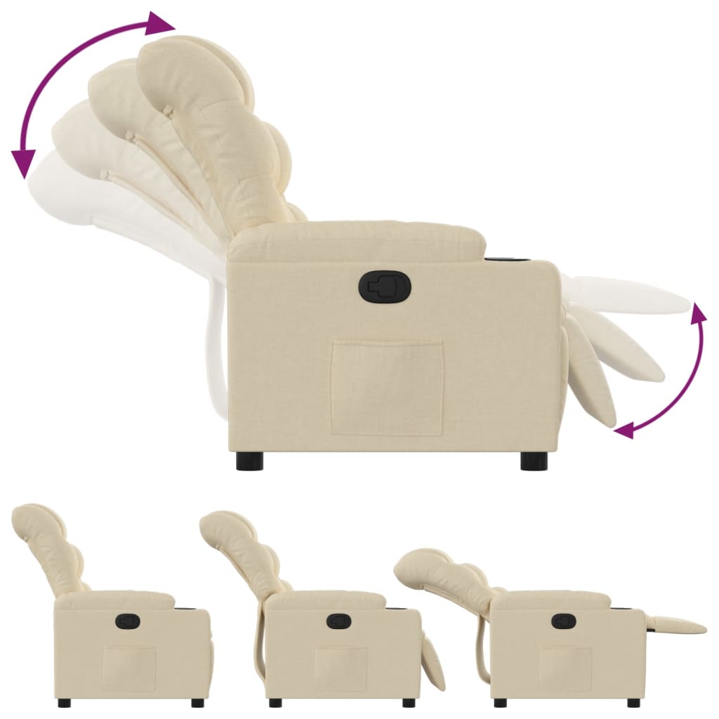 Fauteuil verstelbaar stof crèmekleurig