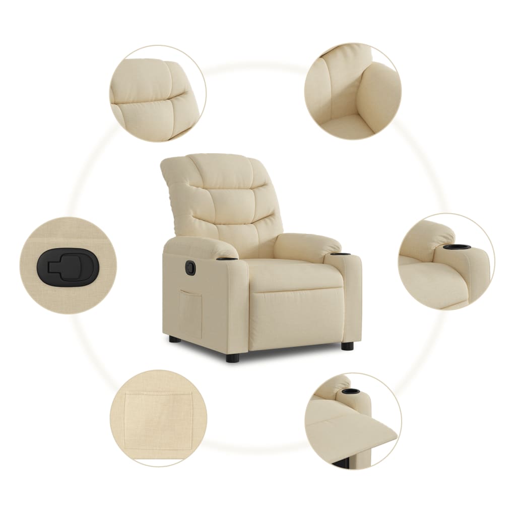 Fauteuil verstelbaar stof crèmekleurig