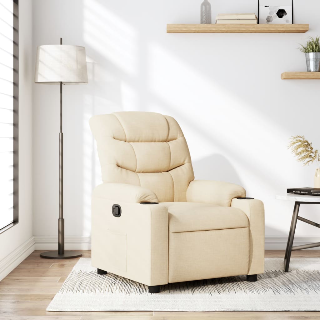 Fauteuil verstelbaar stof crèmekleurig