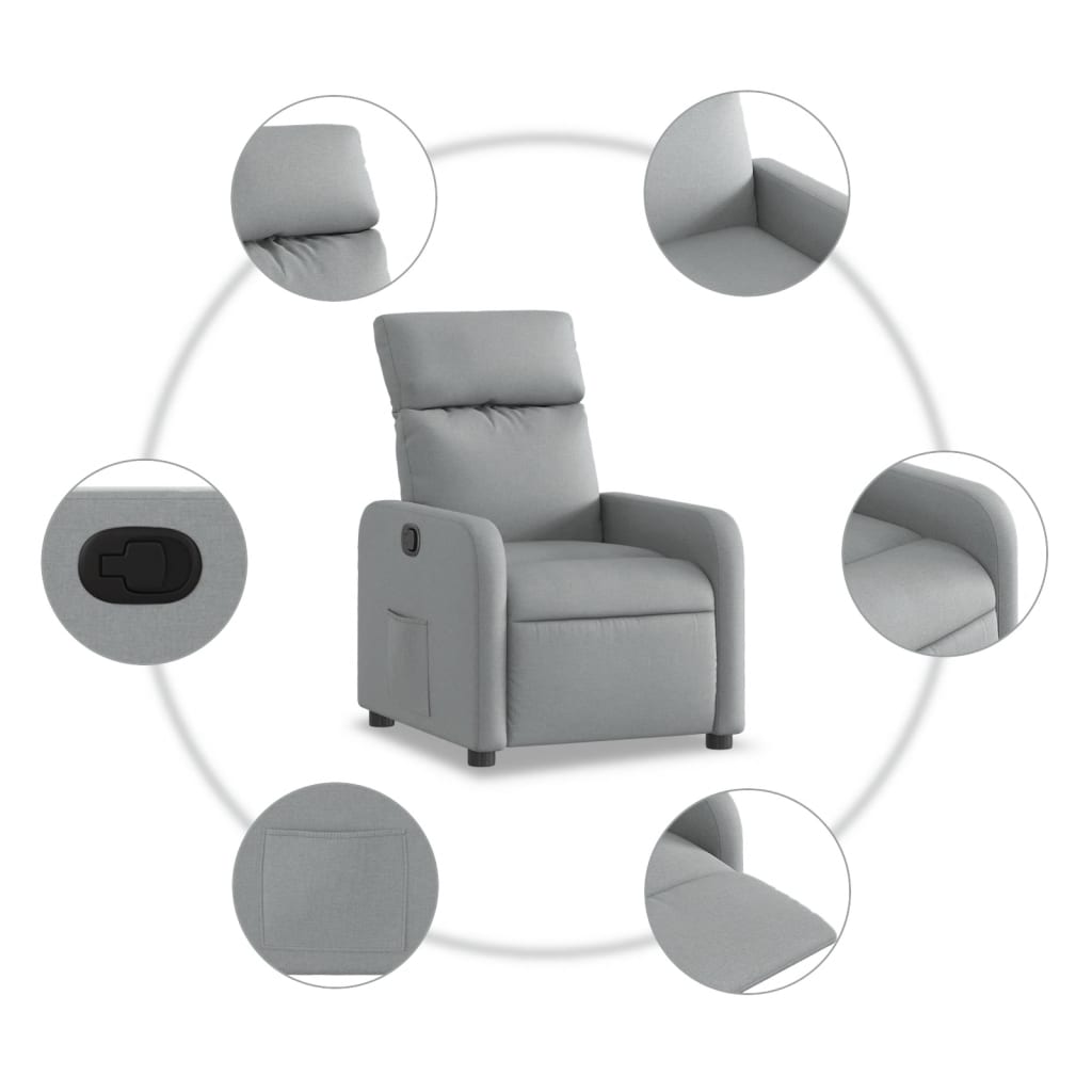 Fauteuil verstelbaar stof lichtgrijs