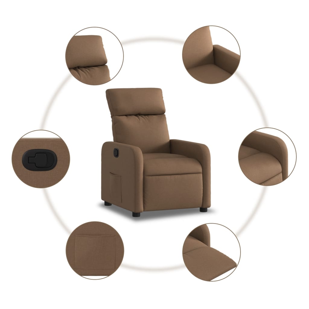 Fauteuil verstelbaar stof bruin