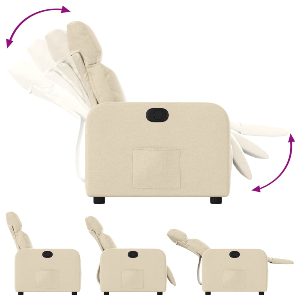 Fauteuil verstelbaar stof crèmekleurig