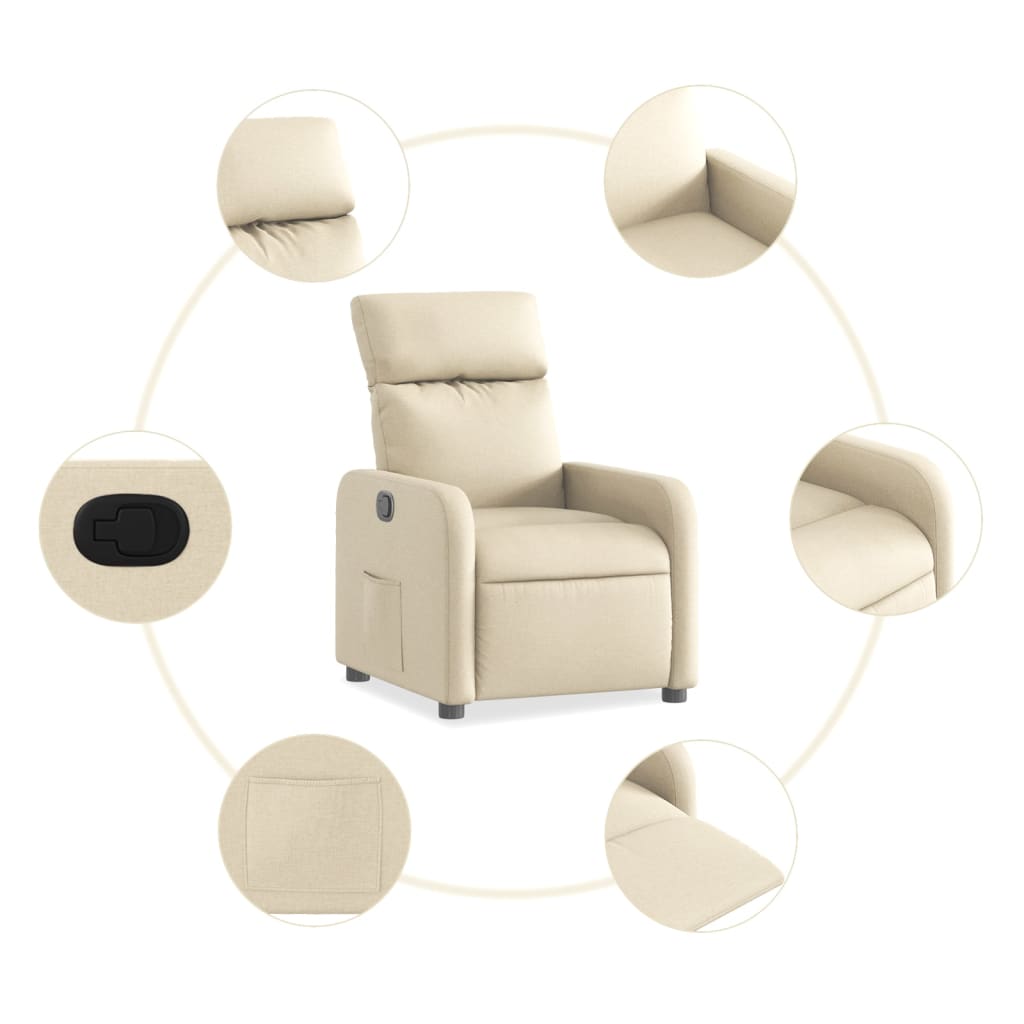Fauteuil verstelbaar stof crèmekleurig