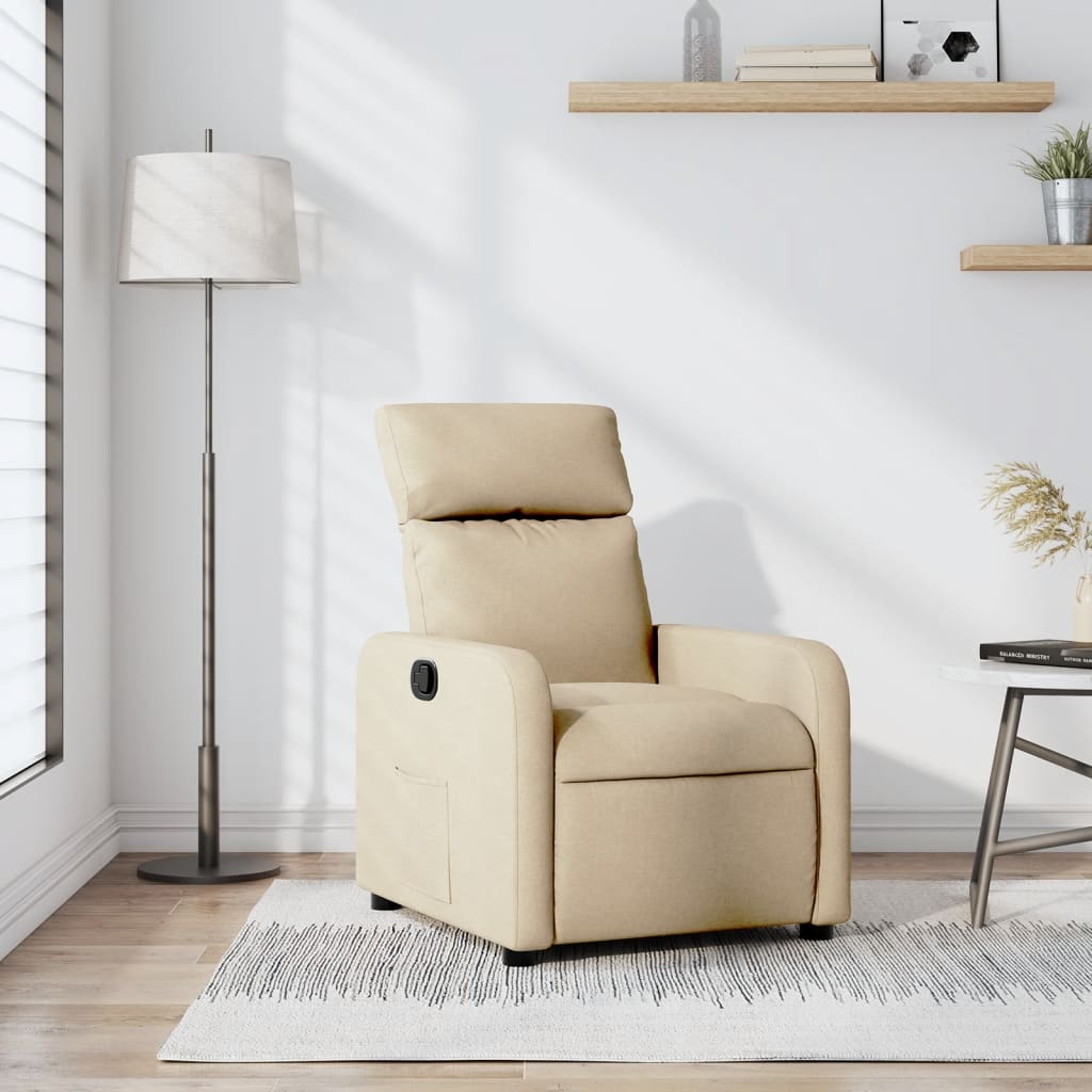 Fauteuil verstelbaar stof crèmekleurig