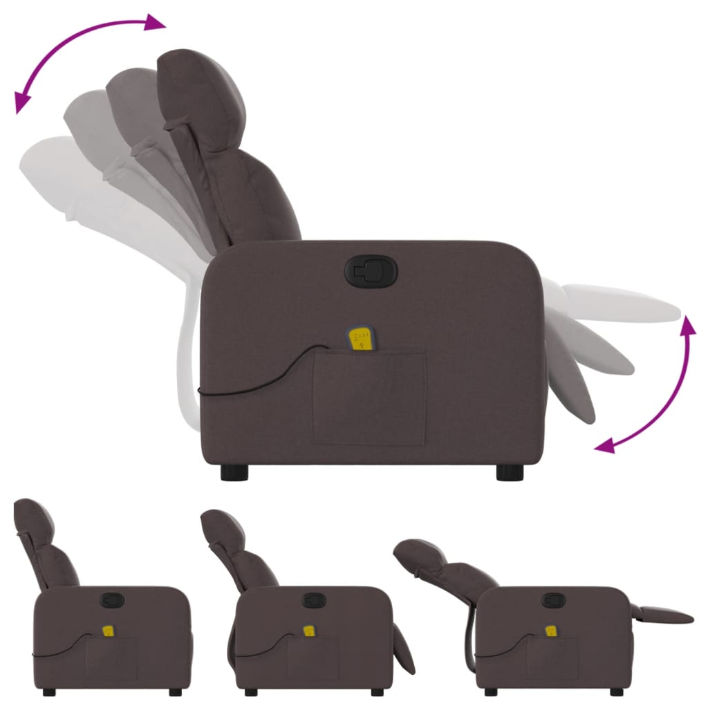 Massagestoel verstelbaar stof donkerbruin