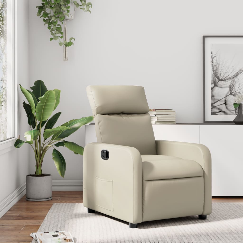 Fauteuil verstelbaar kunstleer crèmekleurig