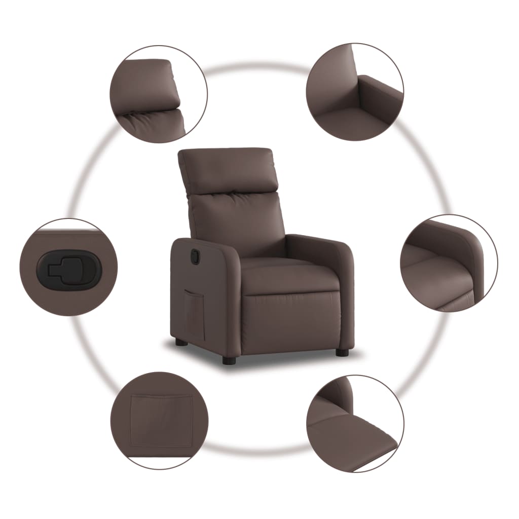 Fauteuil verstelbaar kunstleer bruin