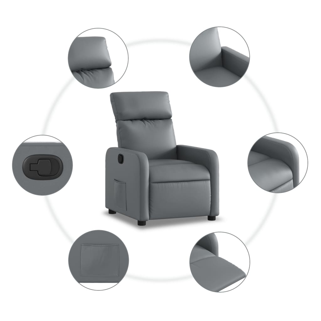 Fauteuil verstelbaar kunstleer grijs