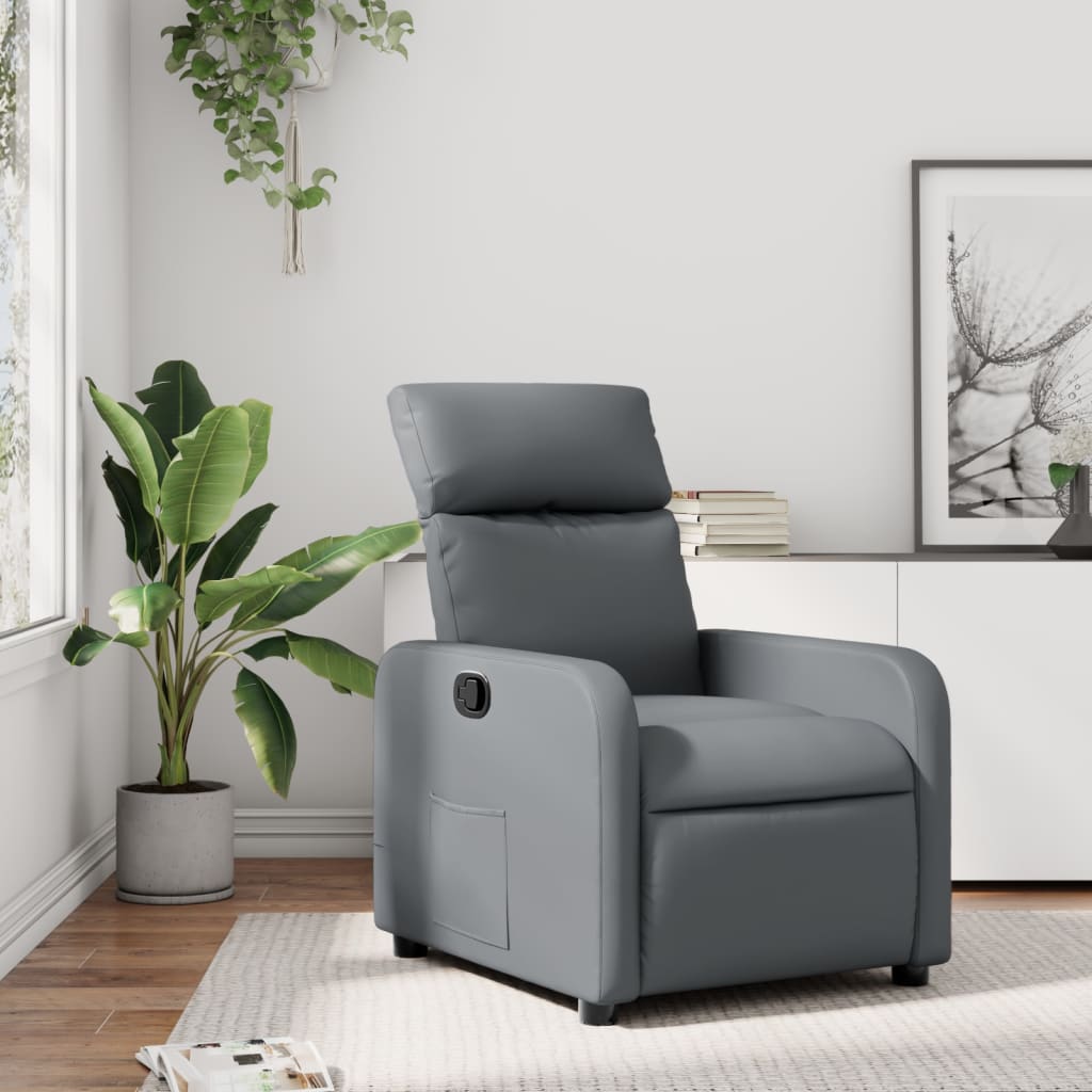 Fauteuil verstelbaar kunstleer grijs