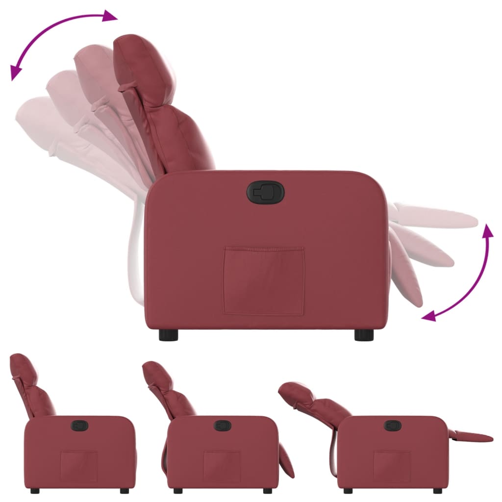 Fauteuil verstelbaar kunstleer wijnrood
