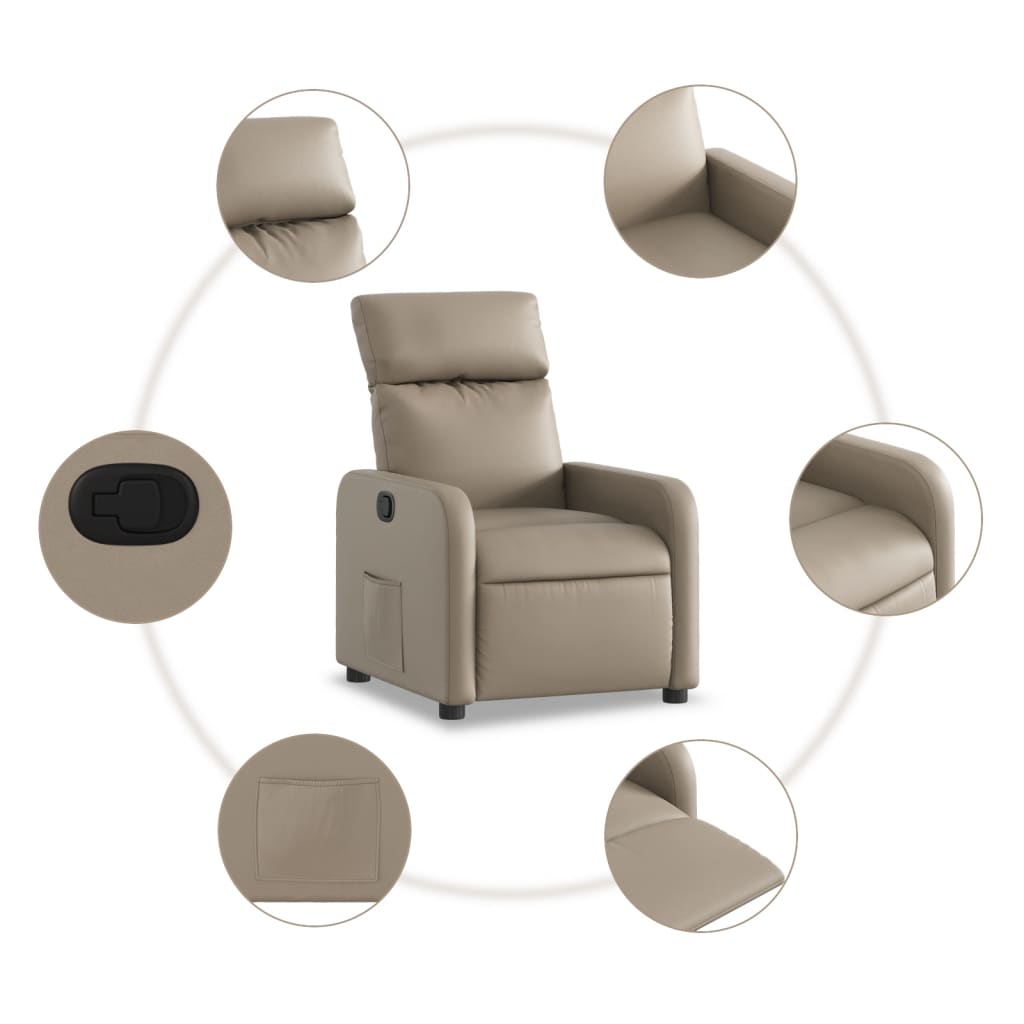 Fauteuil verstelbaar kunstleer cappuccinokleurig